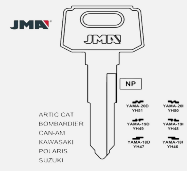 YH49 / X118 Yamaha Suzuki Kawasaki Polaris CAN-AM Motorcycle ATV KEY