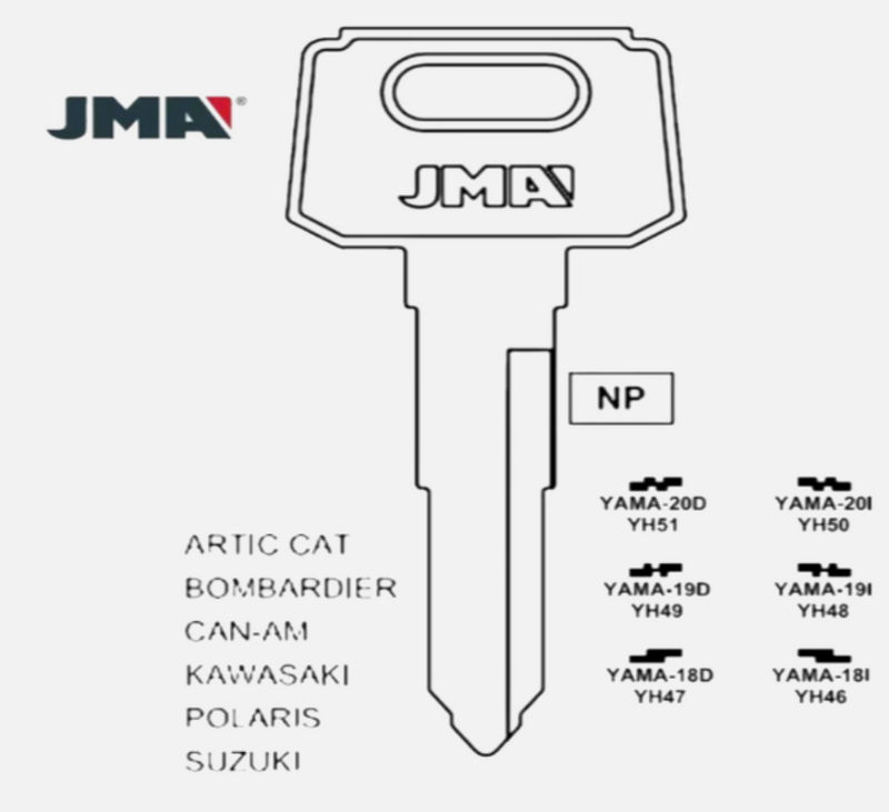 YH49 / X118 Yamaha Suzuki Kawasaki Polaris CAN-AM Motorcycle ATV KEY