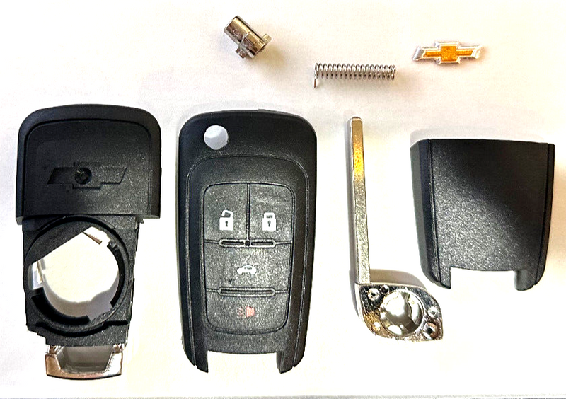 Replacement Key Fob Shell For Chevy Camaro, Cruze, Equinox, Malibu – 4-Button Case