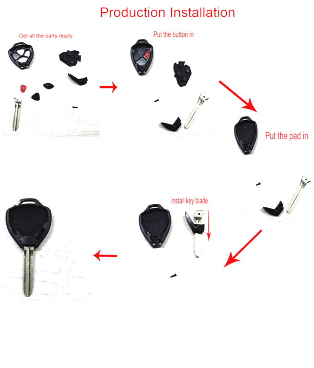 Toyota 2005 - 2014 3 Button Automotive Remote Key Head Repair Kit Shell Case DIY