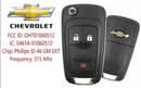 2010 - 2018 Chevrolet Equinox Spark Trax Flip Key OHT01060512