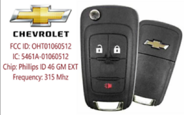 2010 - 2018 Chevrolet Equinox Spark Trax Flip Key OHT01060512
