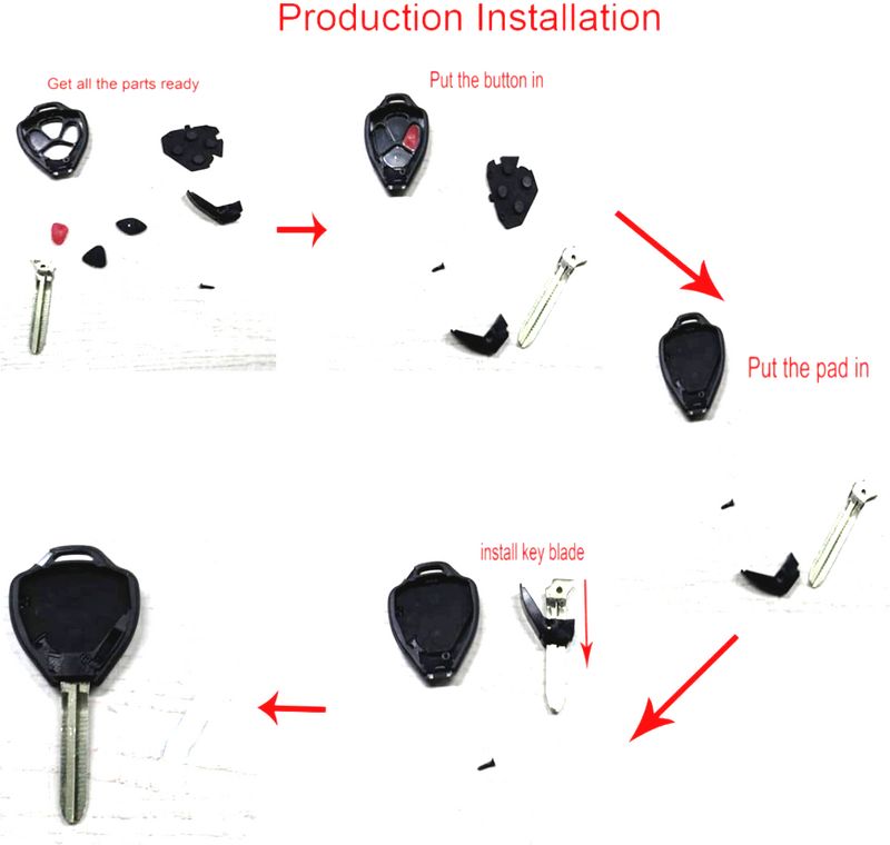 Toyota 2006 - 2012 4 Button Remote Key Head Repair Kit Shell Case DIY